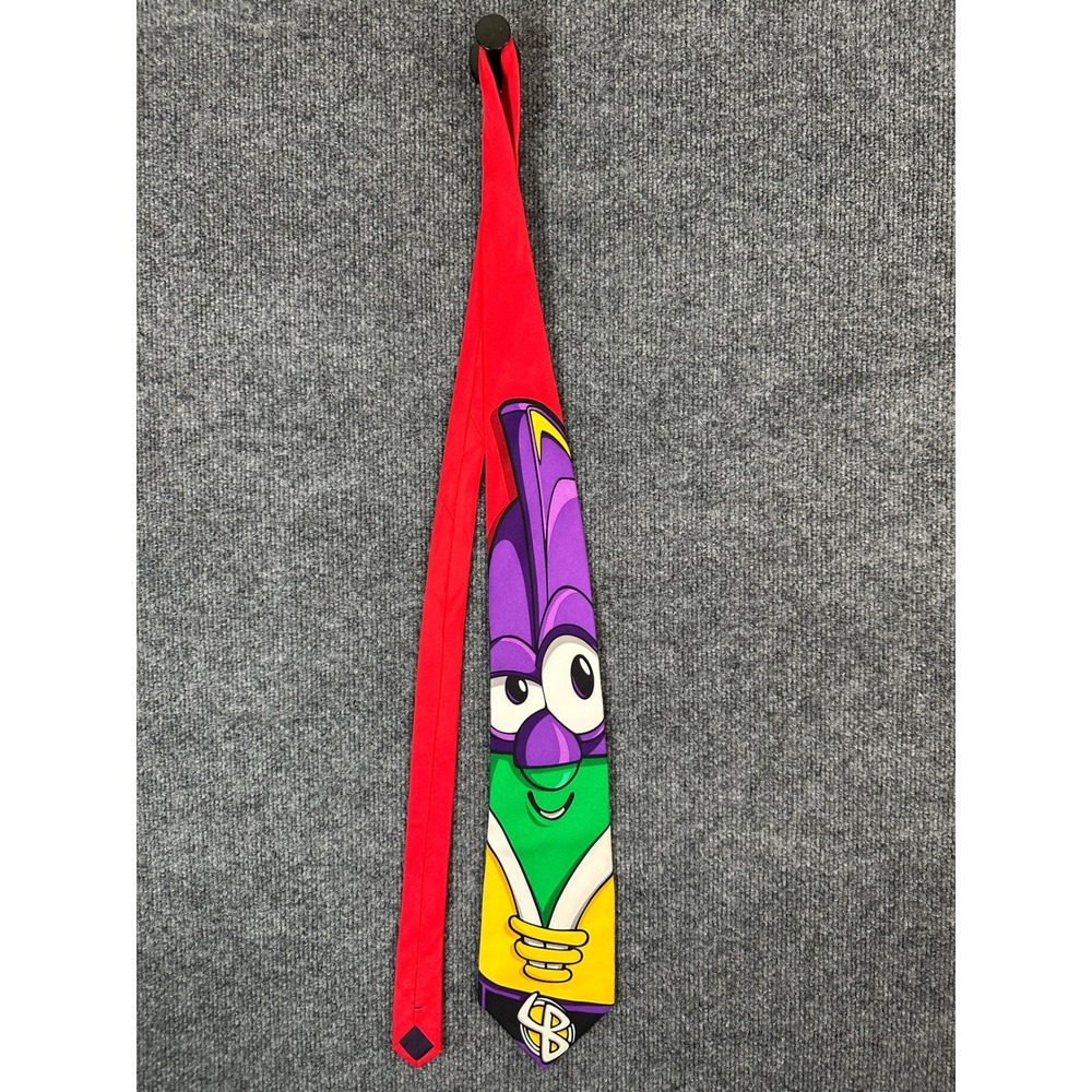 Eagles Wings VeggieTales Mr Lunt Silk Tie Mens Red Novelty Character Necktie 57"